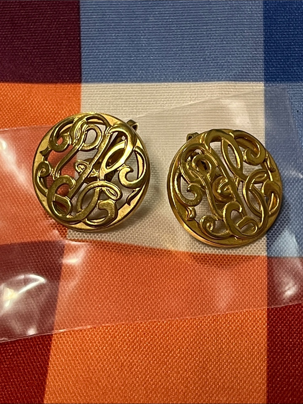 Gold-Tone Monogram Filigree Clip-On Earrings